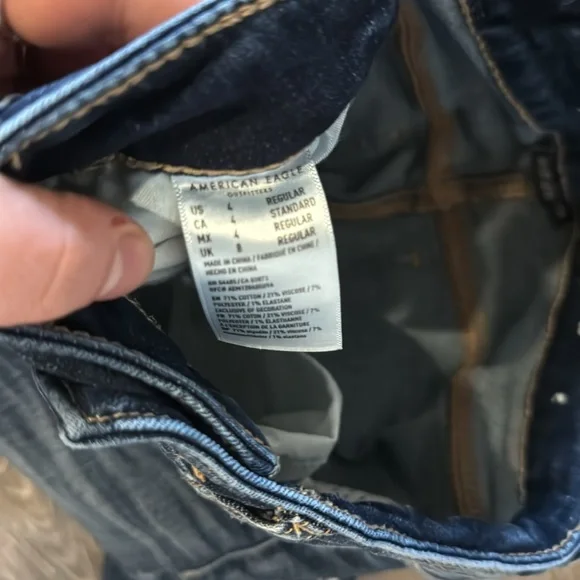 American Eagle high rise jeggings distressed button fly denims jeans women’s 4 - Picture 6 of 9